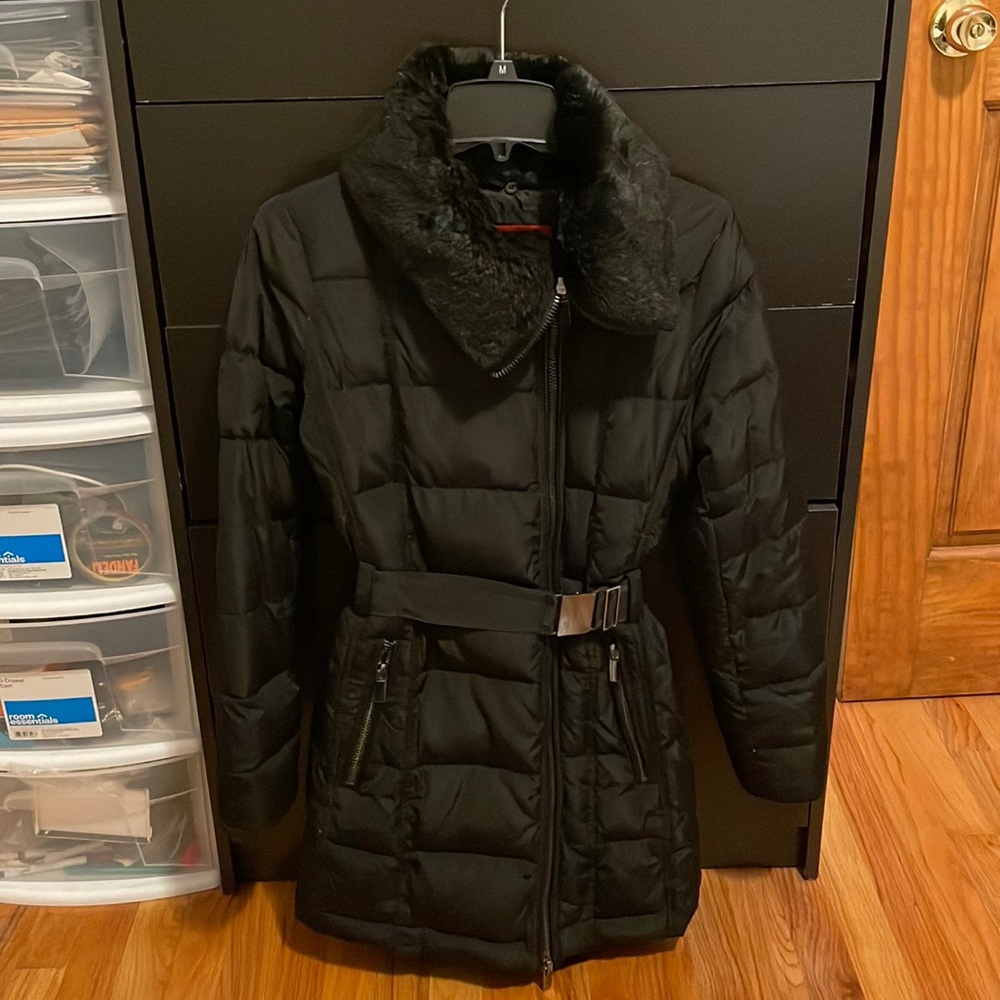 Mango Black Belted Coat